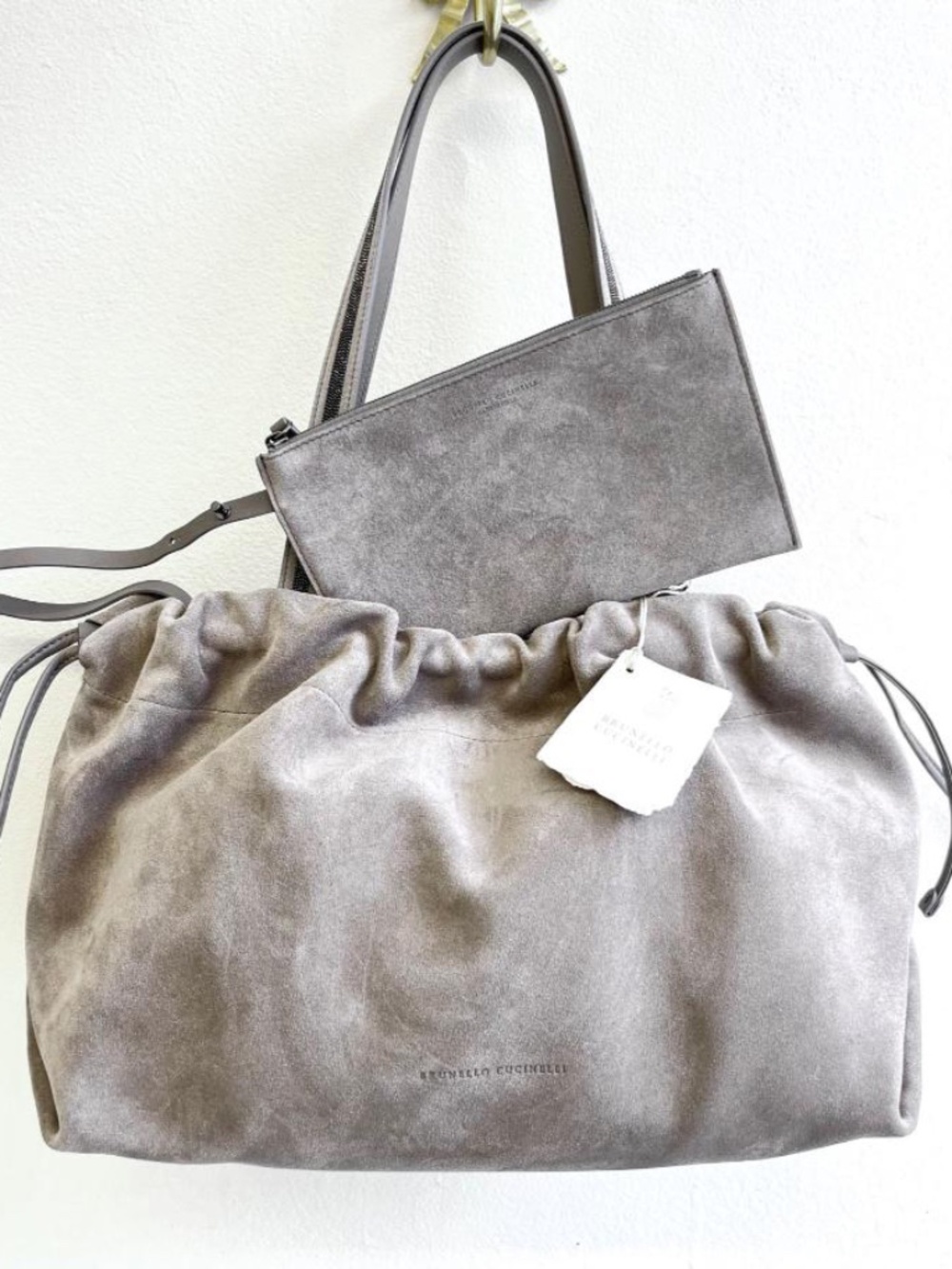 Brunello Cucinelli Grey Suede Bag